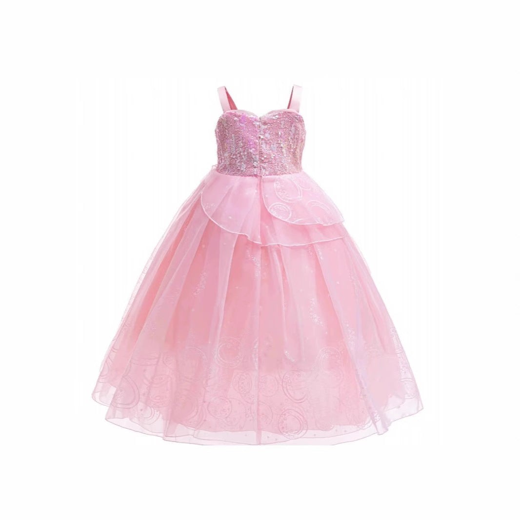 Ladies' Festive Princess Dress with Shimmering Top and Layered Skirt Ivyshape