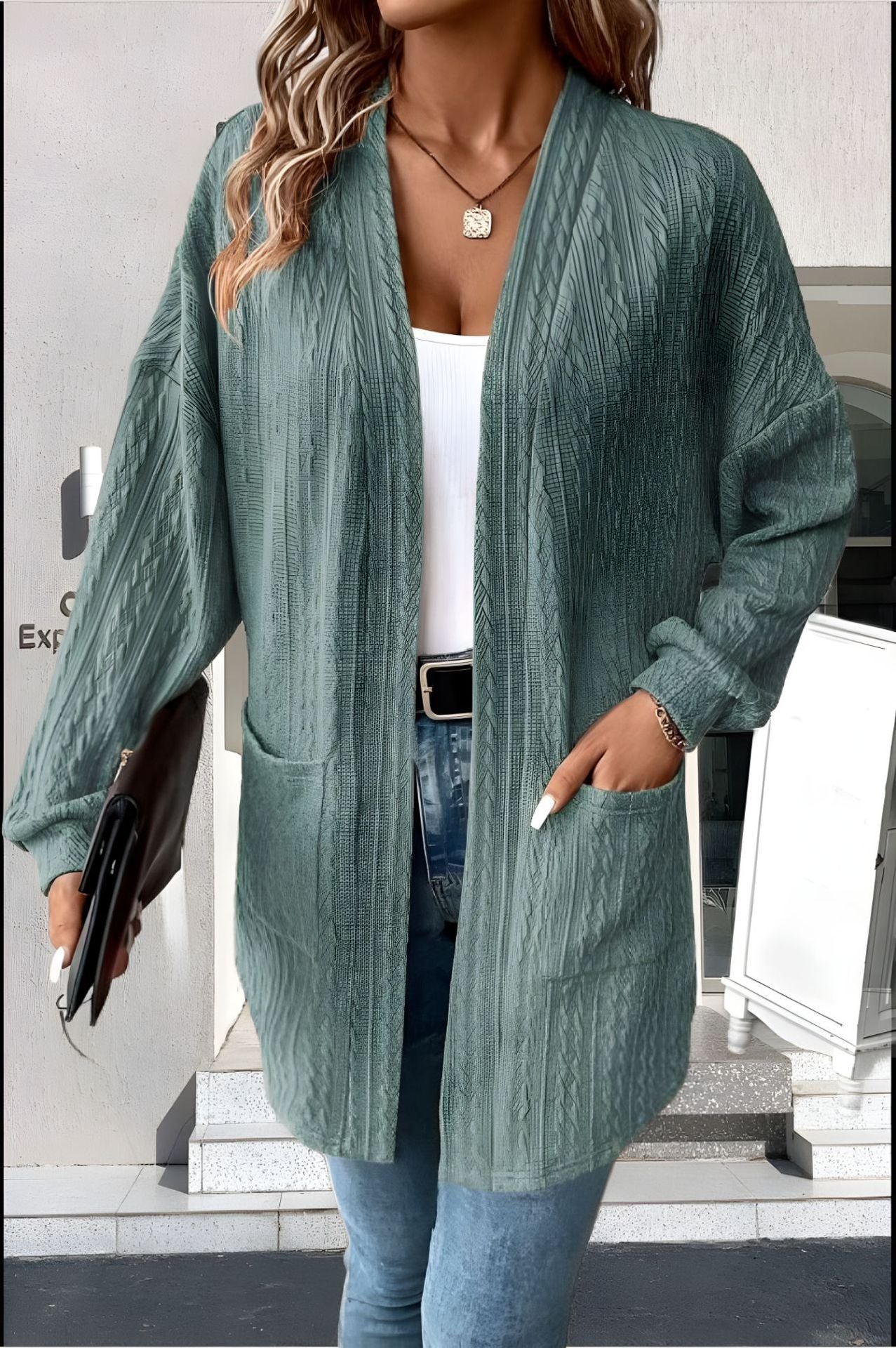 Ladies casual cardigan with pockets Ivyshape