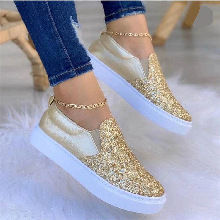 Women's Glamorous Slip-On Sneakers with Glitter Detail Ivyshape