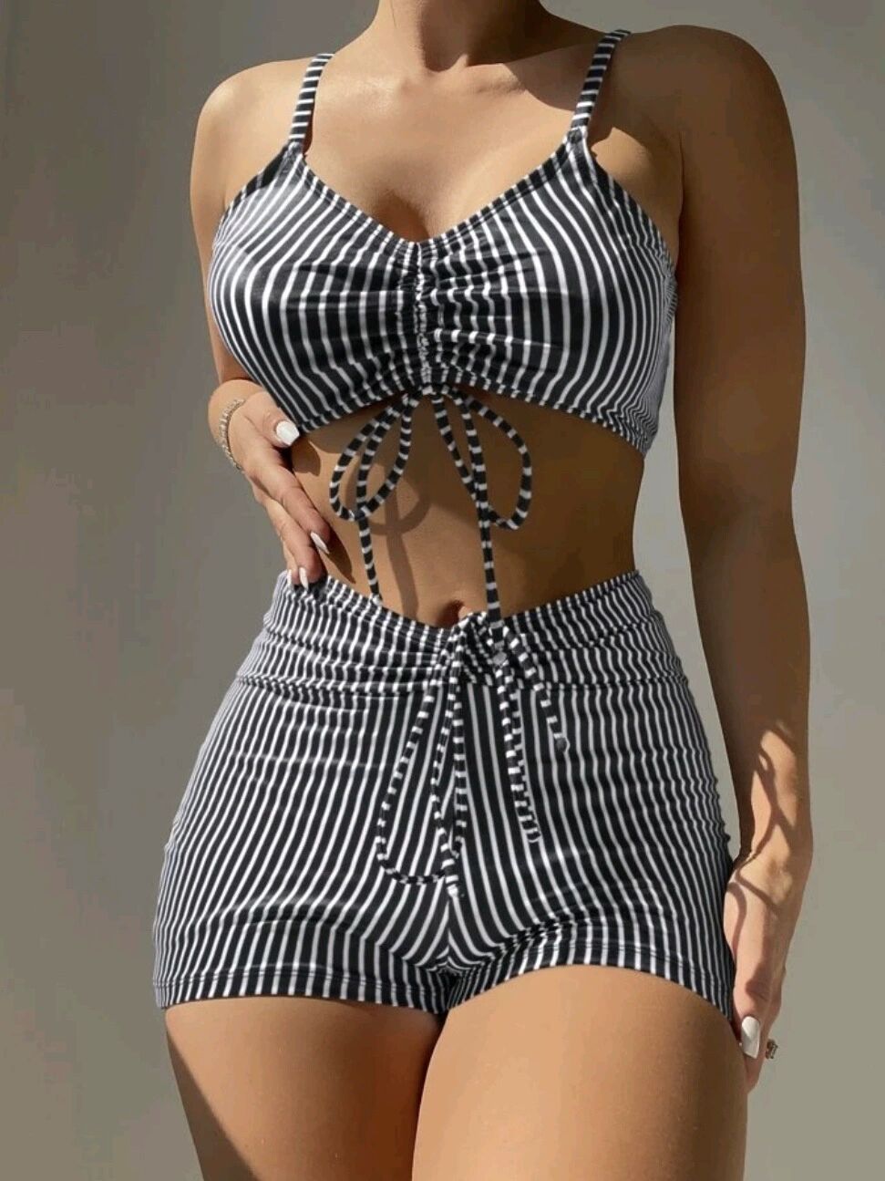 Women's bikini set with stylish tie detail and high-waisted shorts Ivyshape