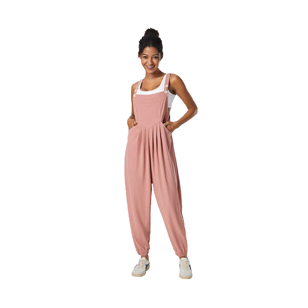 IvyShape | Pleated Slimming Cuffed Jumpsuit with Straps