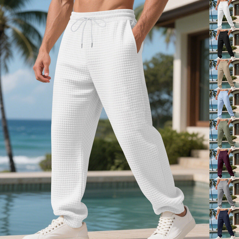 Men's Comfortable Leisure Pants Made of Breathable Waffle Material Ivyshape