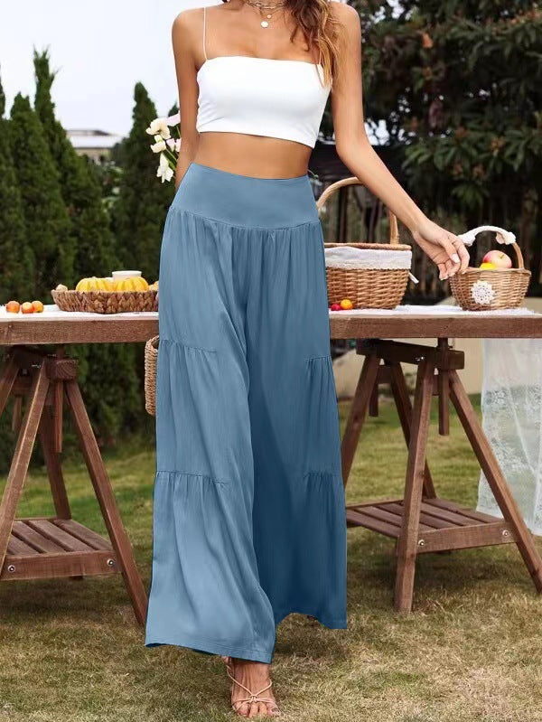 High-waisted tiered maxi pants for ladies Ivyshape