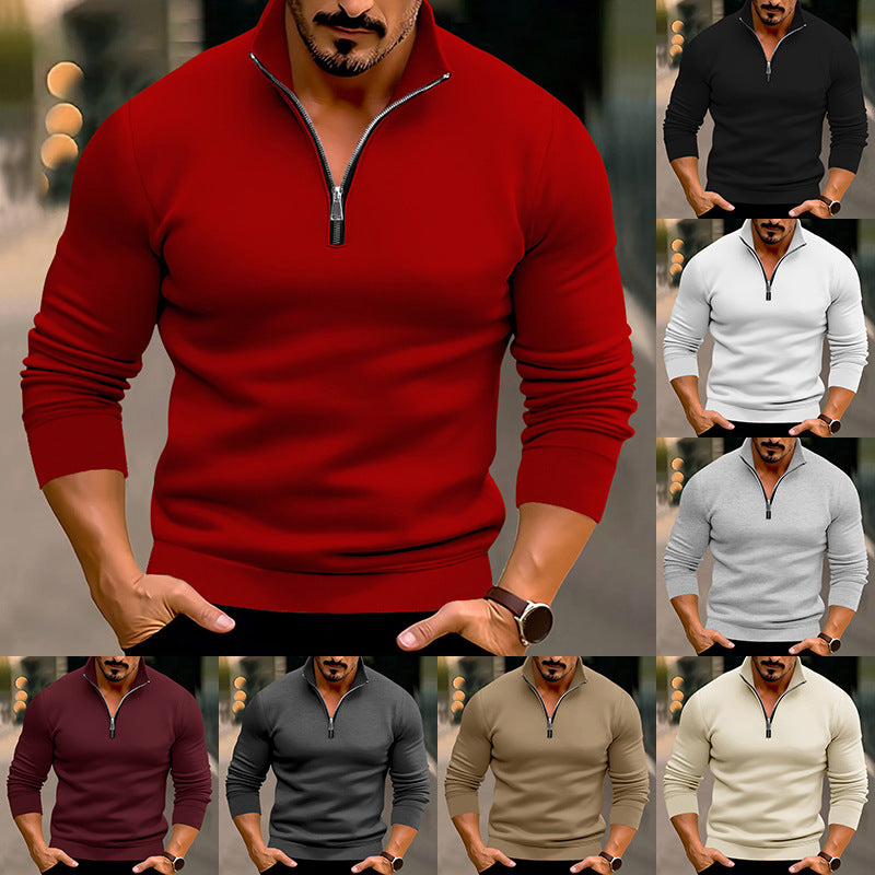 Men's knitted pullover with half zip and comfortable fit Ivyshape