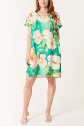 Women Floral Short Sleeve Shift Dress Ivyshape