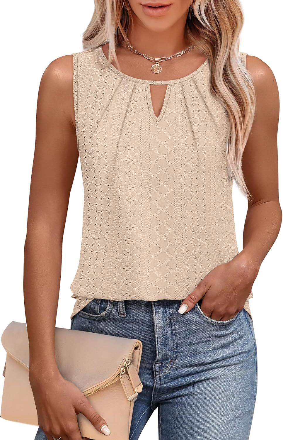 Women Eyeliner Design Keyhole Blouse Ivyshape