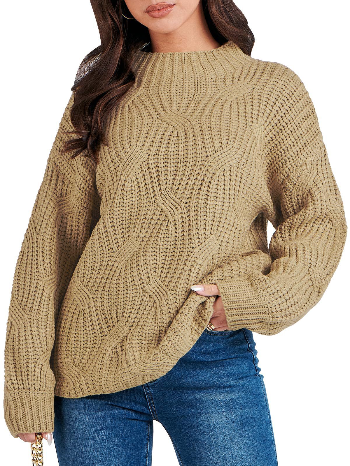 IvyShape | Casual Drop Shoulder Twisted Knit Pullover Sweater