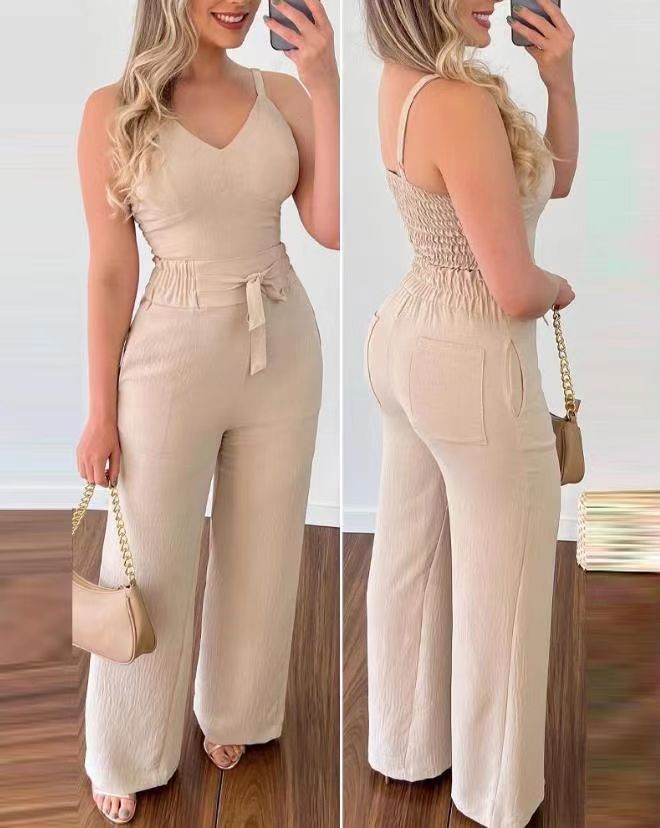 Women's jumpsuit with wide legs and belt Ivyshape