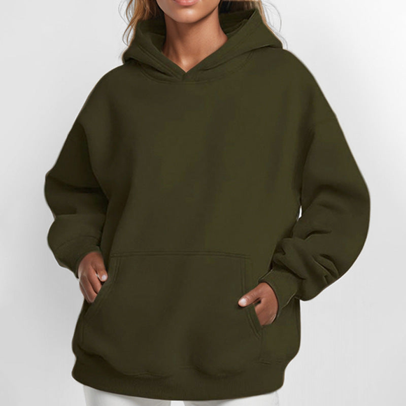 Women Loose Hoodie made of Soft Fleece with Kangaroo Pocket Ivyshape