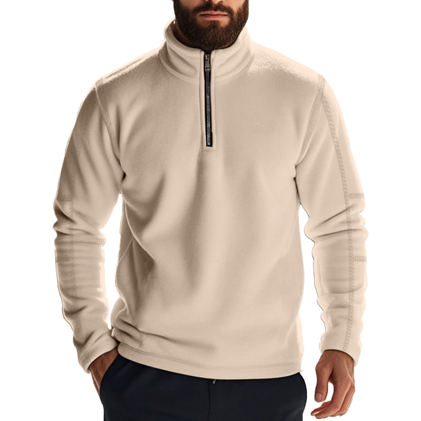 Men's Fleece Hoodie with Half Zip Ivyshape