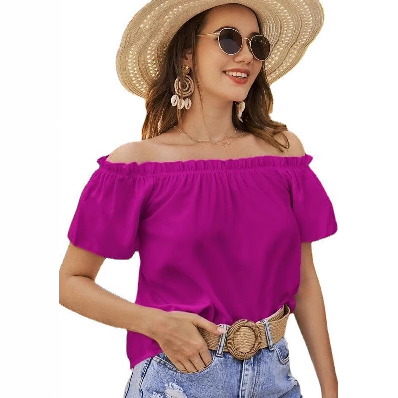 Women Off-Shoulder Ruffle Shirt Ivyshape