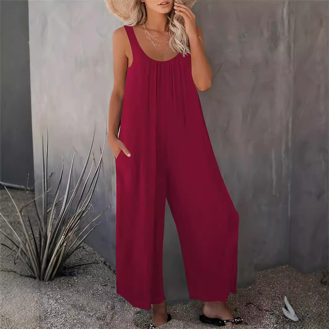 IvyShape | Relaxed Casual Sleeveless Vest Jumpsuit