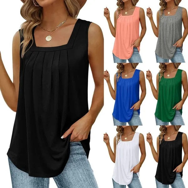Women Flowing Pleated Tank Top Ivyshape