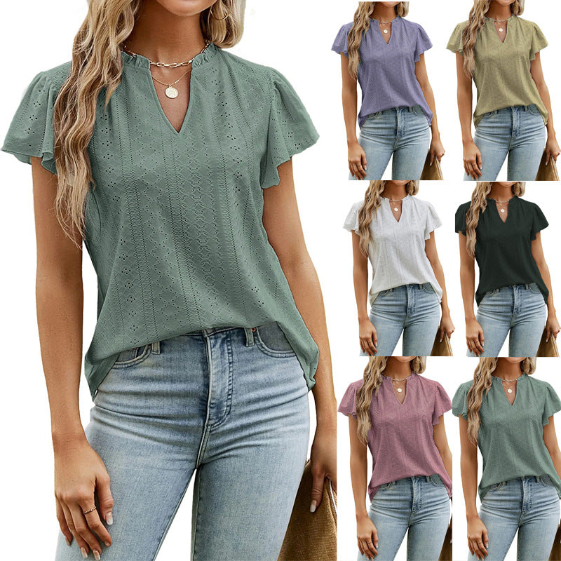 Women's airy top with fashionable ruffle details Ivyshape