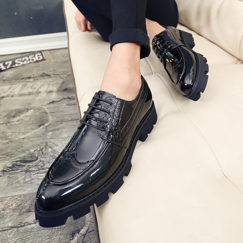 Ivyshape | Leather shoes in style with chunky sole for women