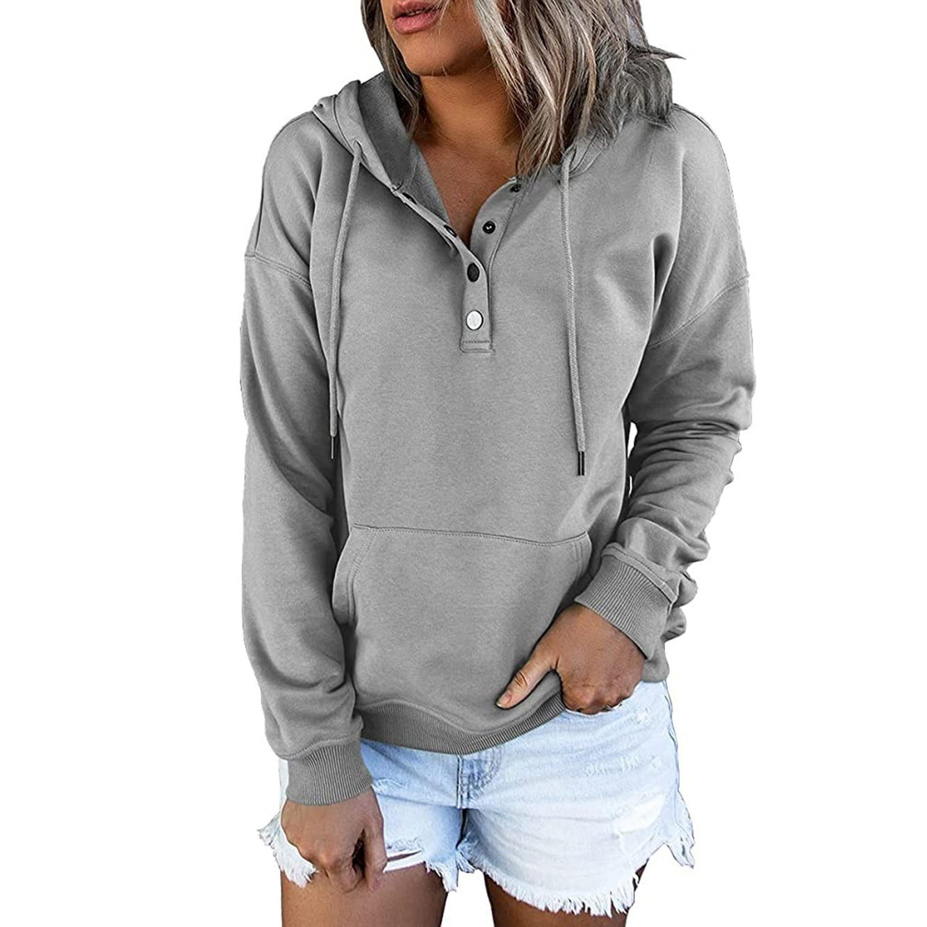 IvyShape | Casual Hooded Drawstring Pocket Sweatshirt