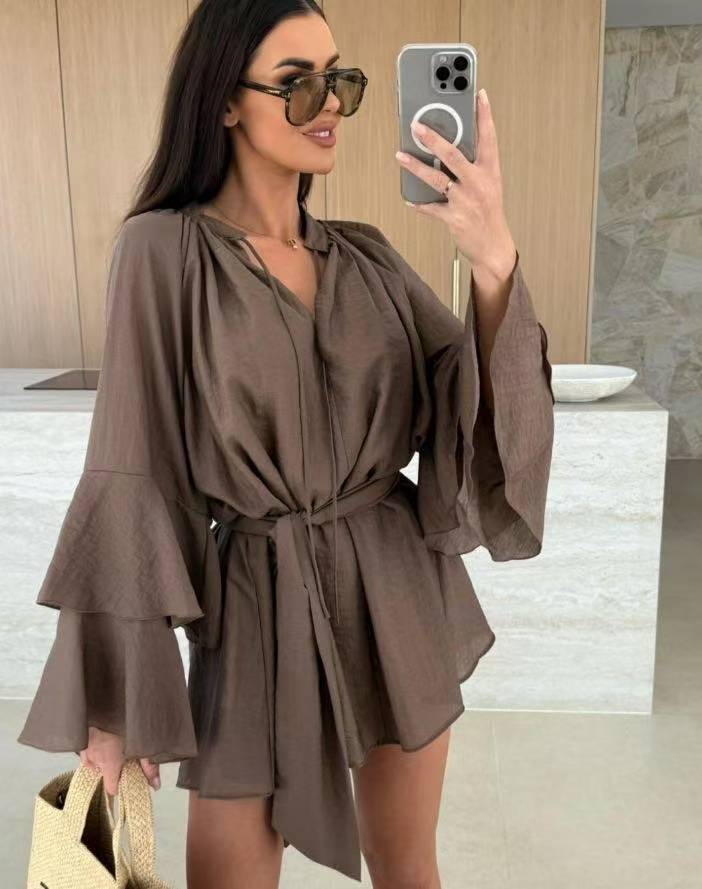 Ladies Stylish Bell Sleeve Kaftan Wrap Ivyshape