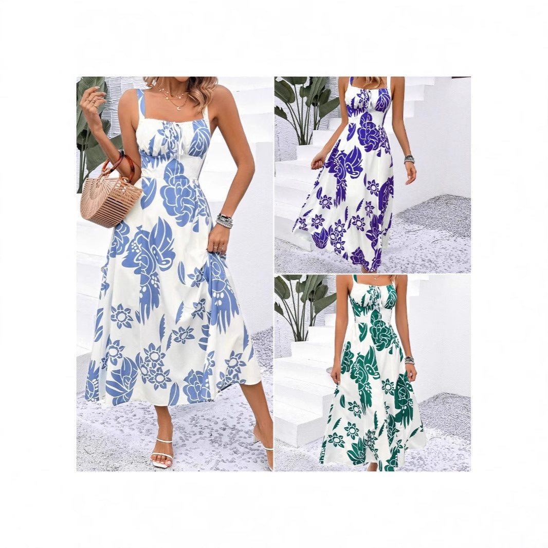 Women's summer dress in A-line cut with floral patterns Ivyshape
