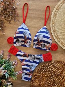 Women's triangle bikini with floral details and back crochet design Ivyshape