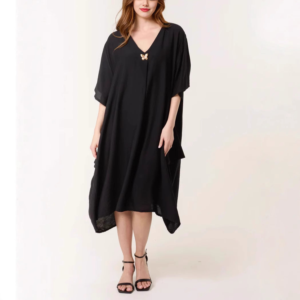 Women Casual V Neck Maxi Tunic Dress Ivyshape