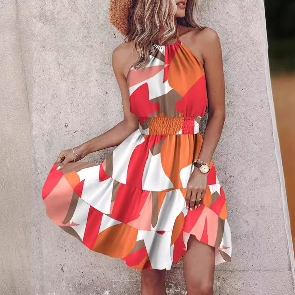 Ladies Trendy Dress with Gathering and Asymmetrical Hem Ivyshape