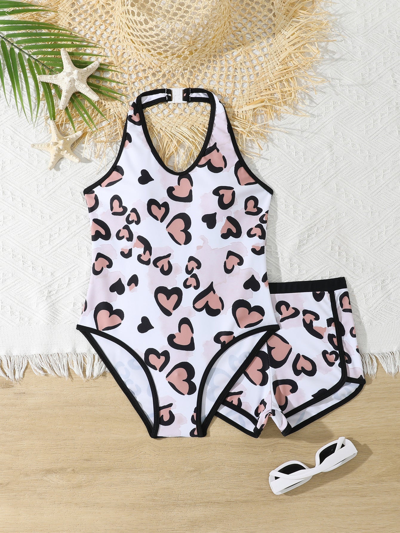 Women’s one-piece swimsuit with stylish heart pattern and high-neck cut Ivyshape