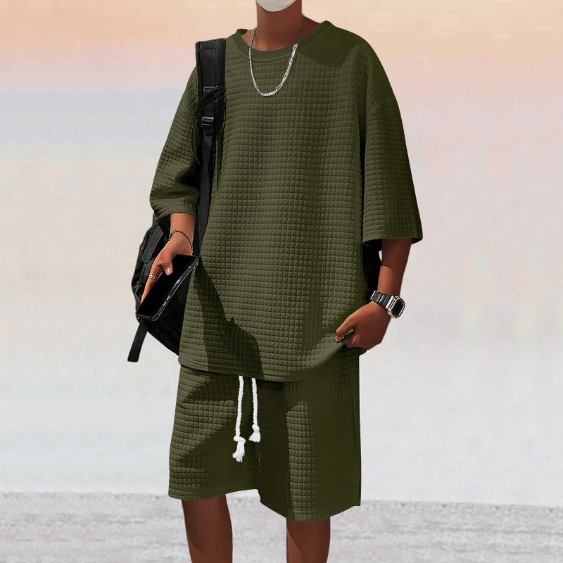 Men's Leisure Sport Set with Loose Fitting Top and Breathable Shorts Ivyshape