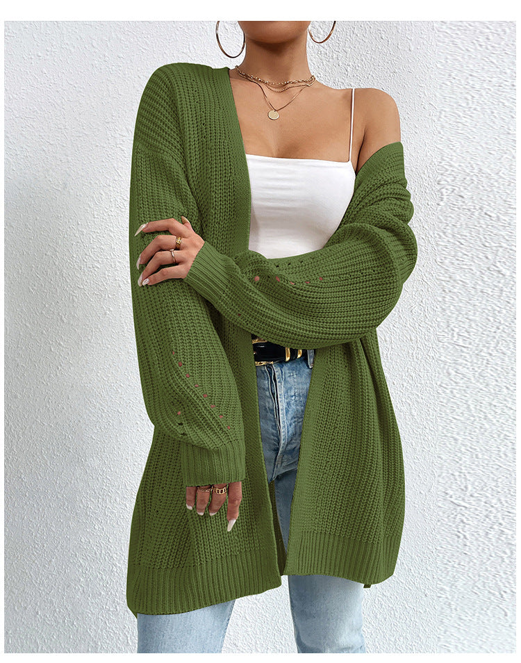 IvyShape | Casual V-Neck Solid Color Knitted Coat