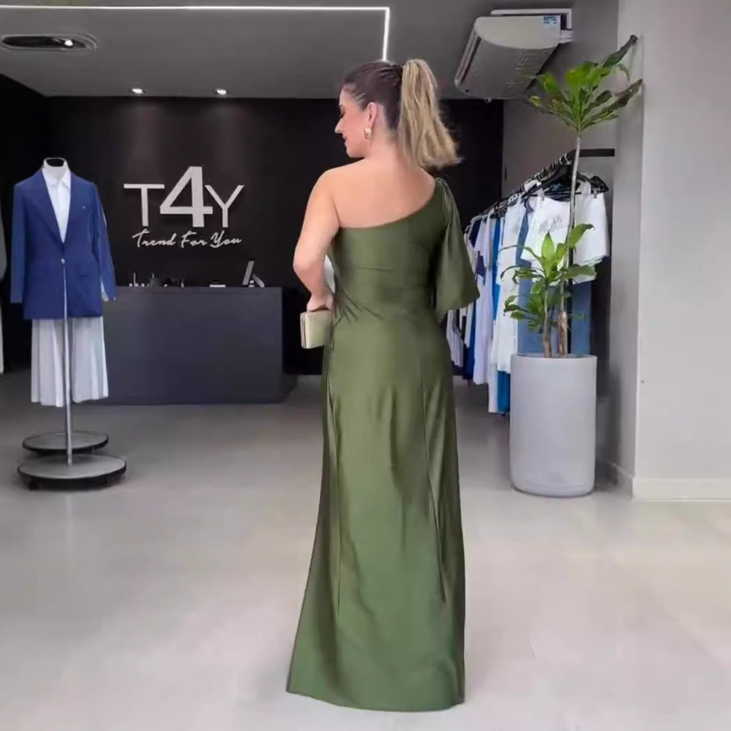 Women's Maxi Dress with Asymmetric Design and Side Slit Ivyshape