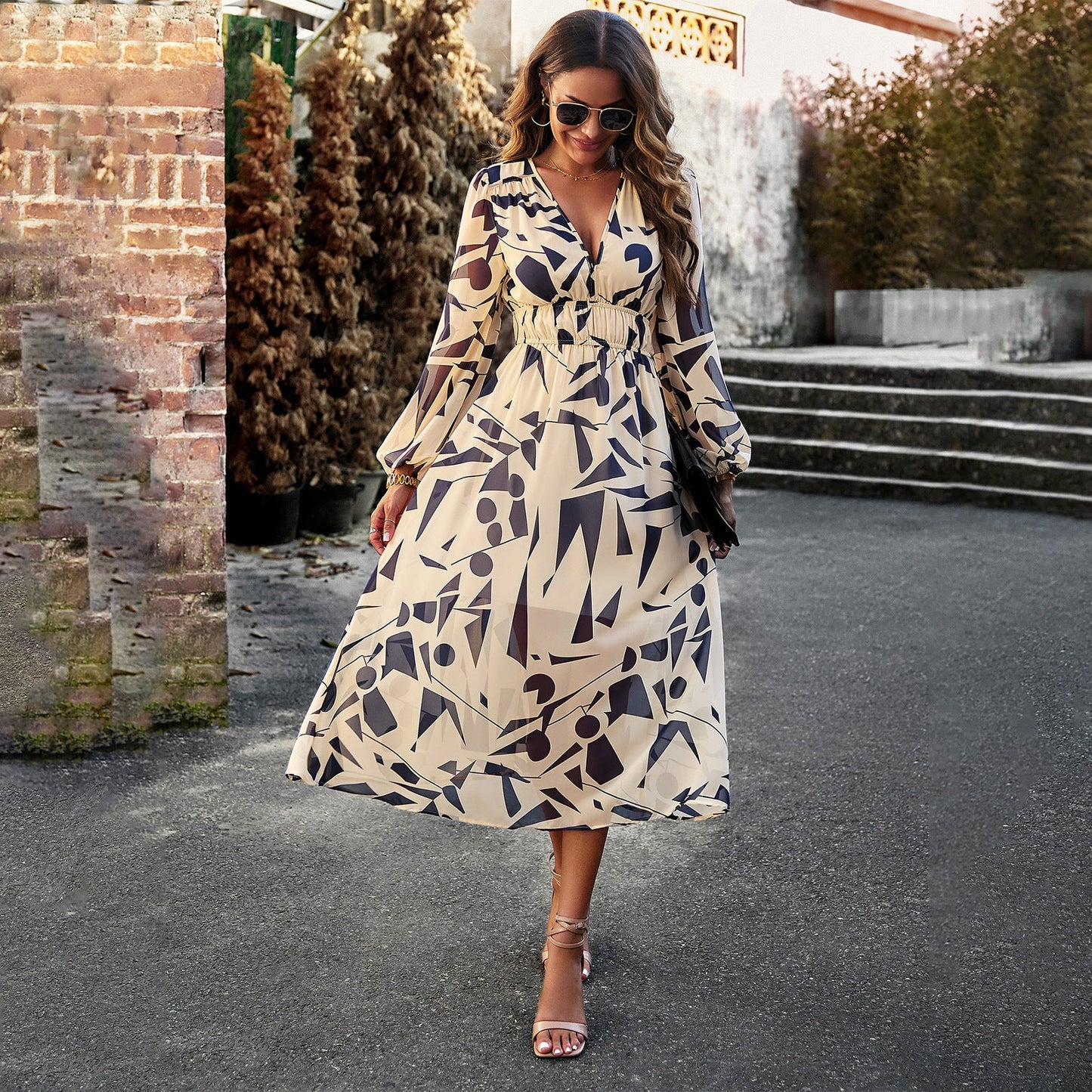 IvyShape | Holiday Casual Printed Long Dress