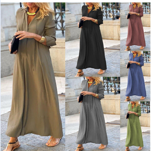 Women's Airy Maxi Dress with Elegant Button Detail Ivyshape