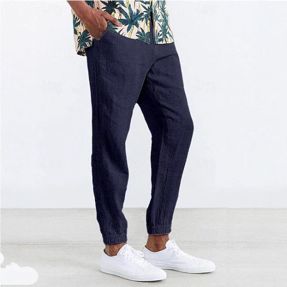 Men's Loose Chino Pants with Elastic Waistband and Side Pockets Ivyshape
