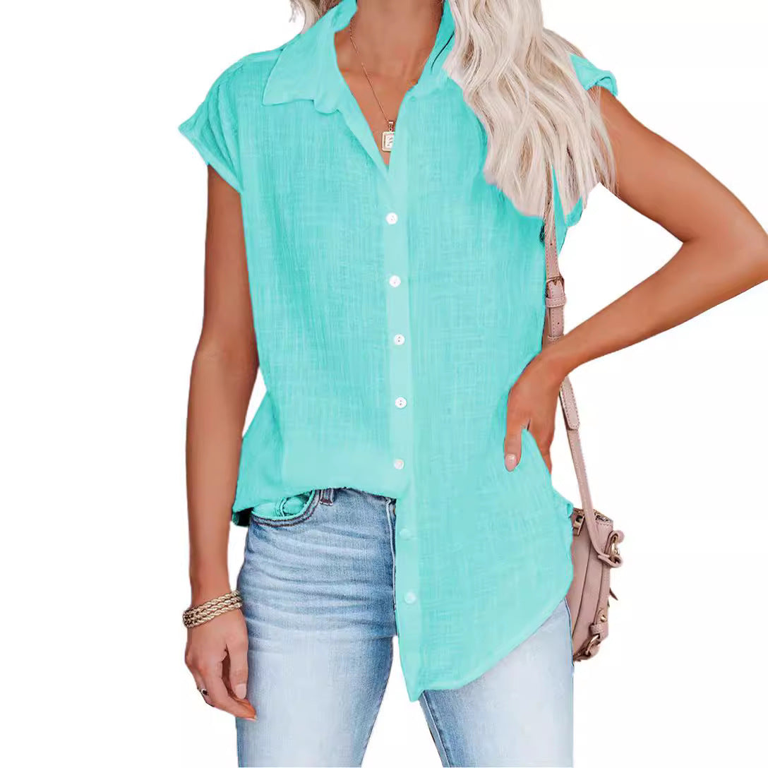 Ladies airy short-sleeve blouse made of lightweight fabric Ivyshape