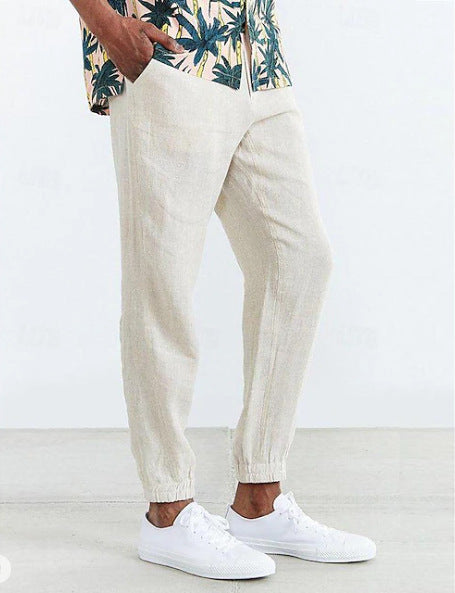 Men's Loose Chino Pants with Elastic Waistband and Side Pockets Ivyshape