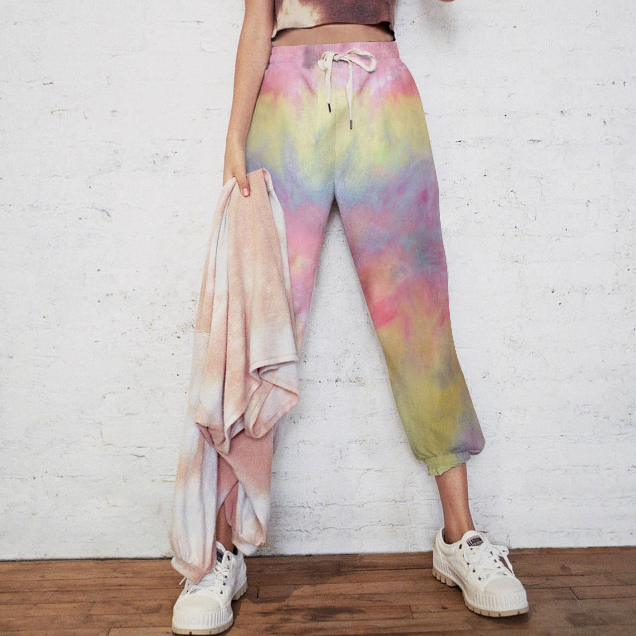 Women's Casual Tie-Dye Jogging Pants with Elastic Waistband and Side Pockets Ivyshape