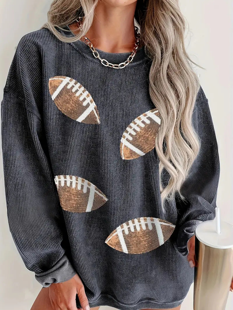 Women's Casual Sweater with Sporty Football Design Ivyshape