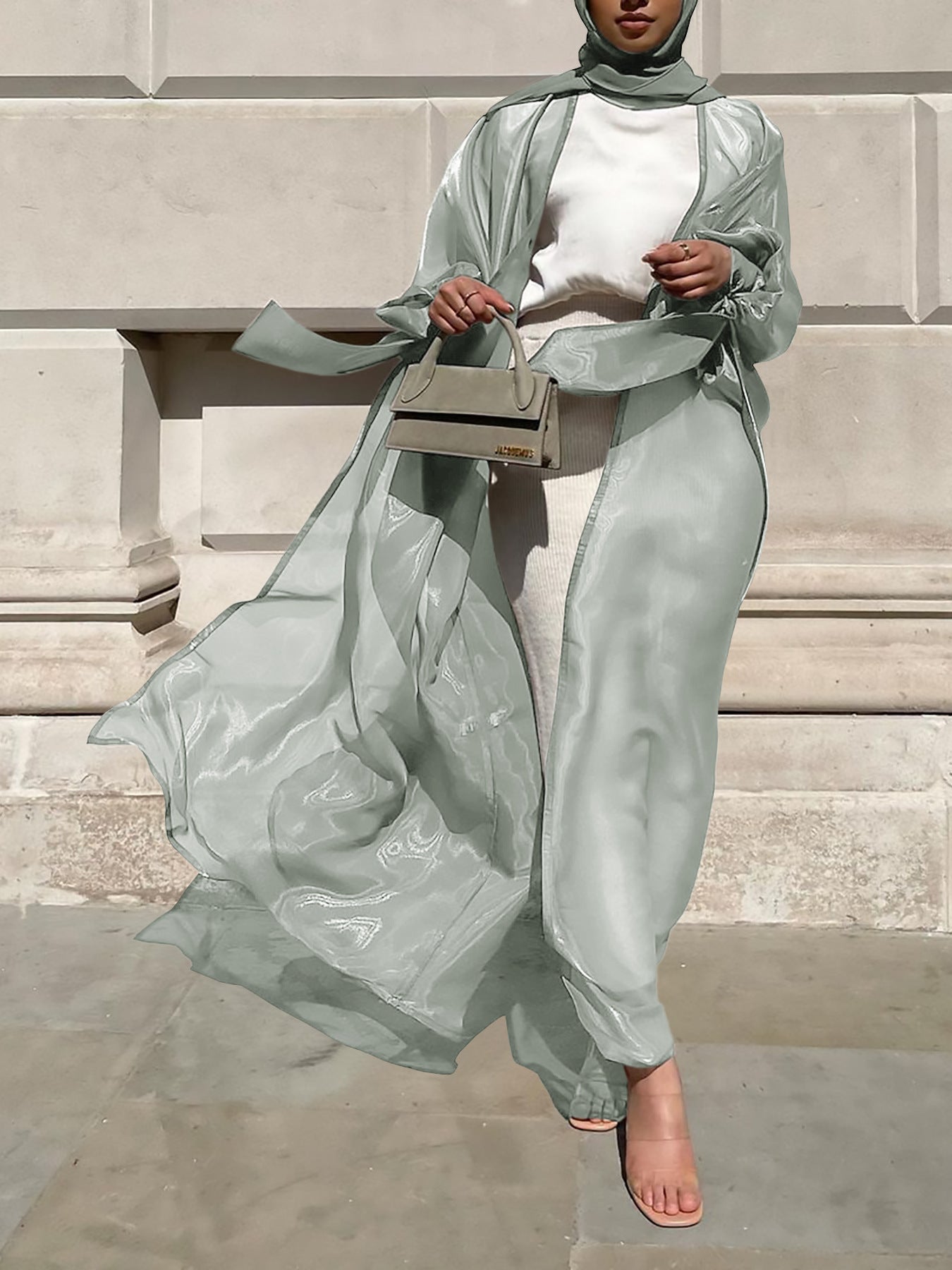 Ladies Airy Kimono Jacket with Filigree Design and Wide Sleeves Ivyshape