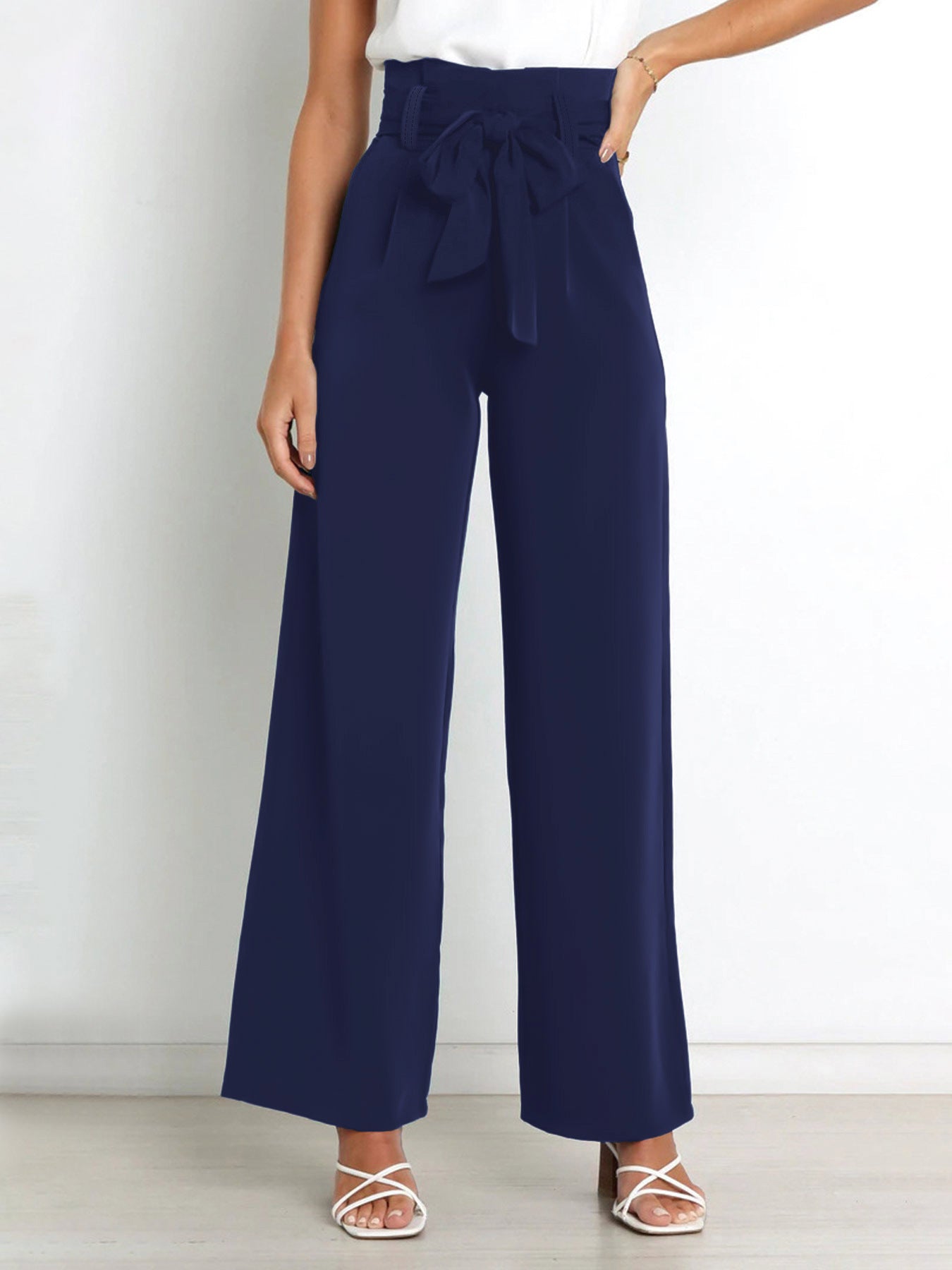 IvyShape | Chic Lace-Up Bow Summer Pants