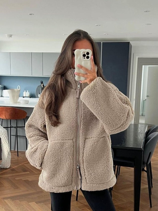 Women Oversized Fleece Jacket Ivyshape