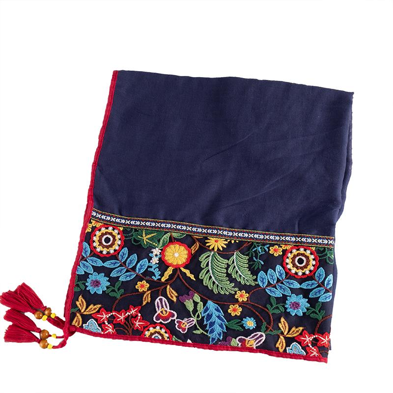 style shawl scarf female cotton retro embroidered silk scarf spring and autumn versatile embroidered scarf