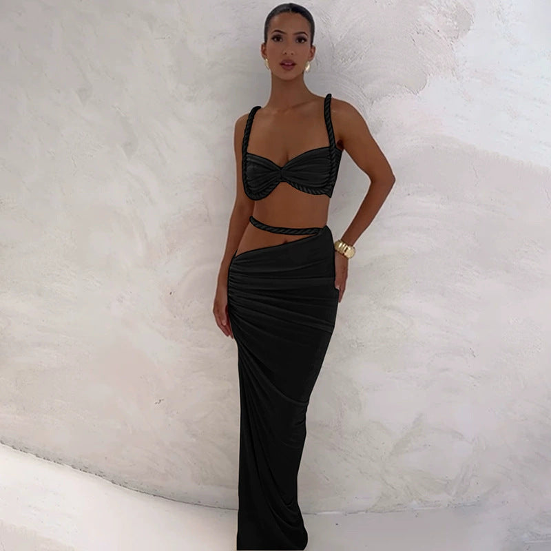 Women Elegant Wrap Dress with Refined Ruffle Details and Tailored Cut Ivyshape