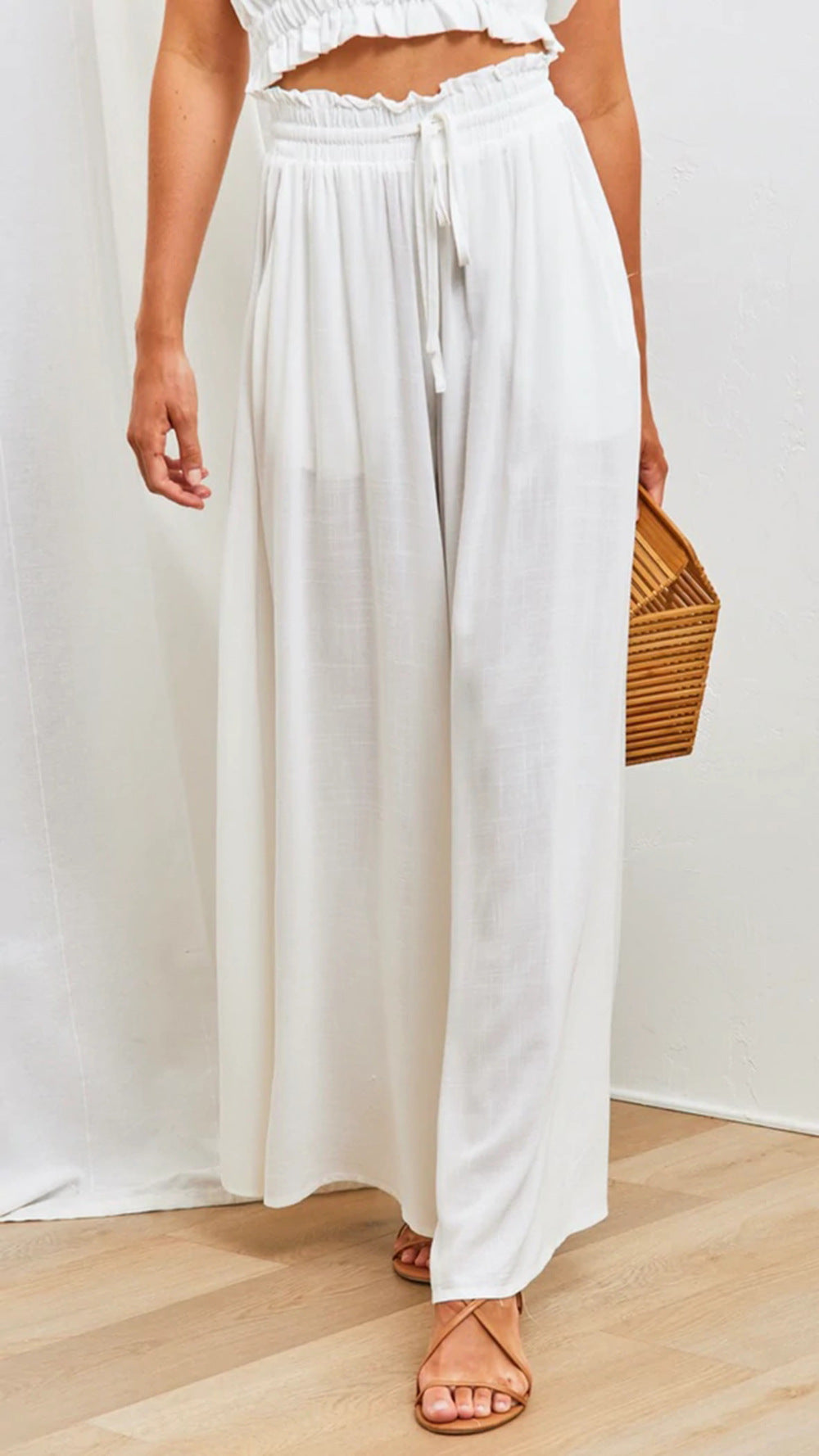 Maxi skirt in boho style for women with drawstring waistband Ivyshape