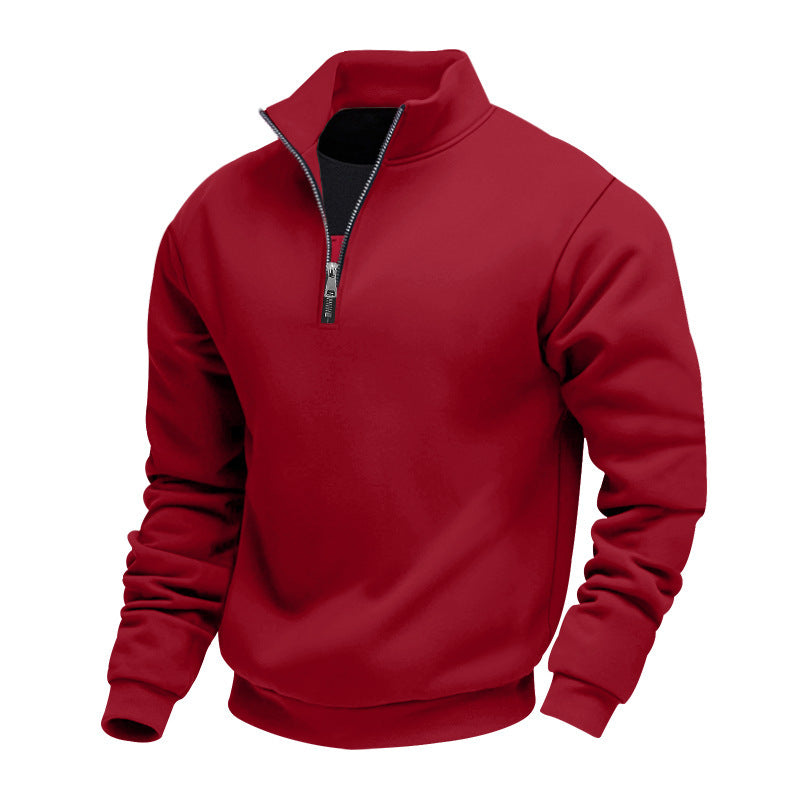 Men's casual stand-up collar sweater with functional zipper Ivyshape