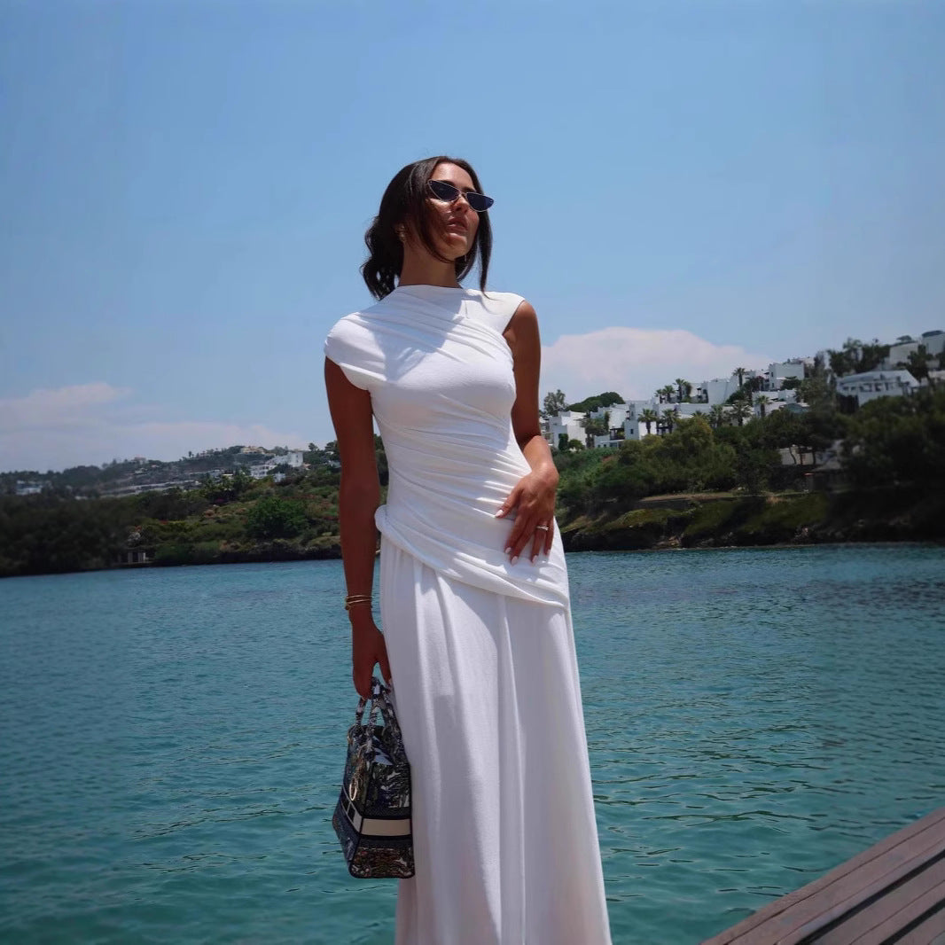 Women Elegant, tailored Maxi dress with asymmetric neckline Ivyshape