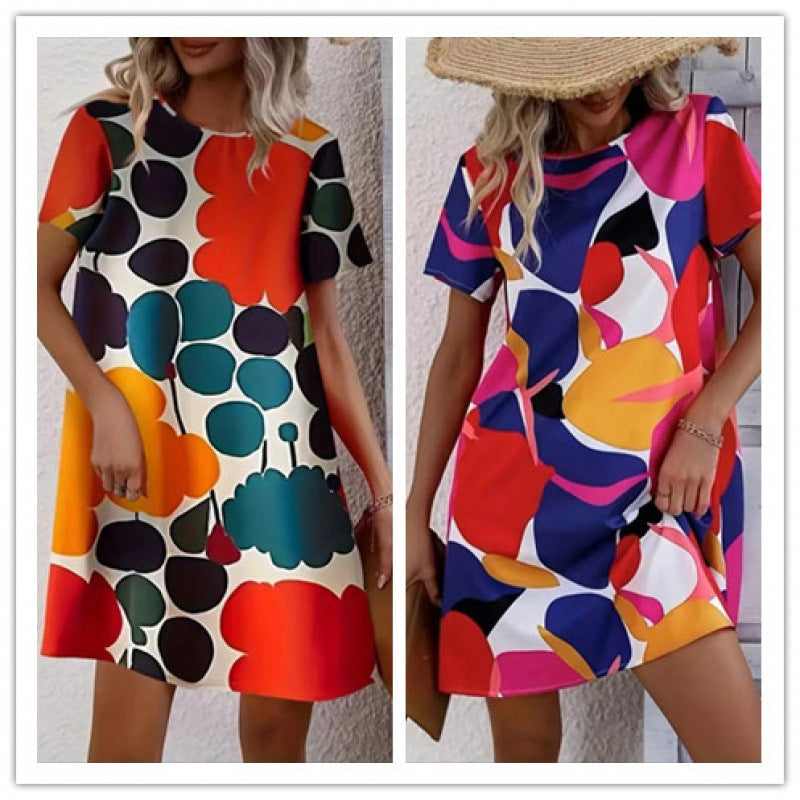 Women Artificial Printed Shift Dress Ivyshape