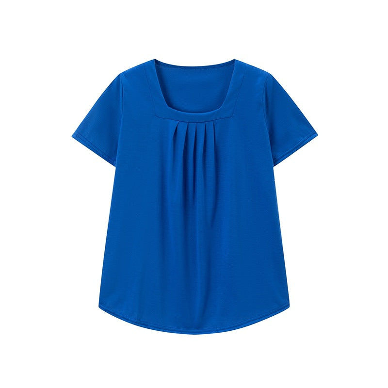 Women Pleated Square Neck Top Ivyshape