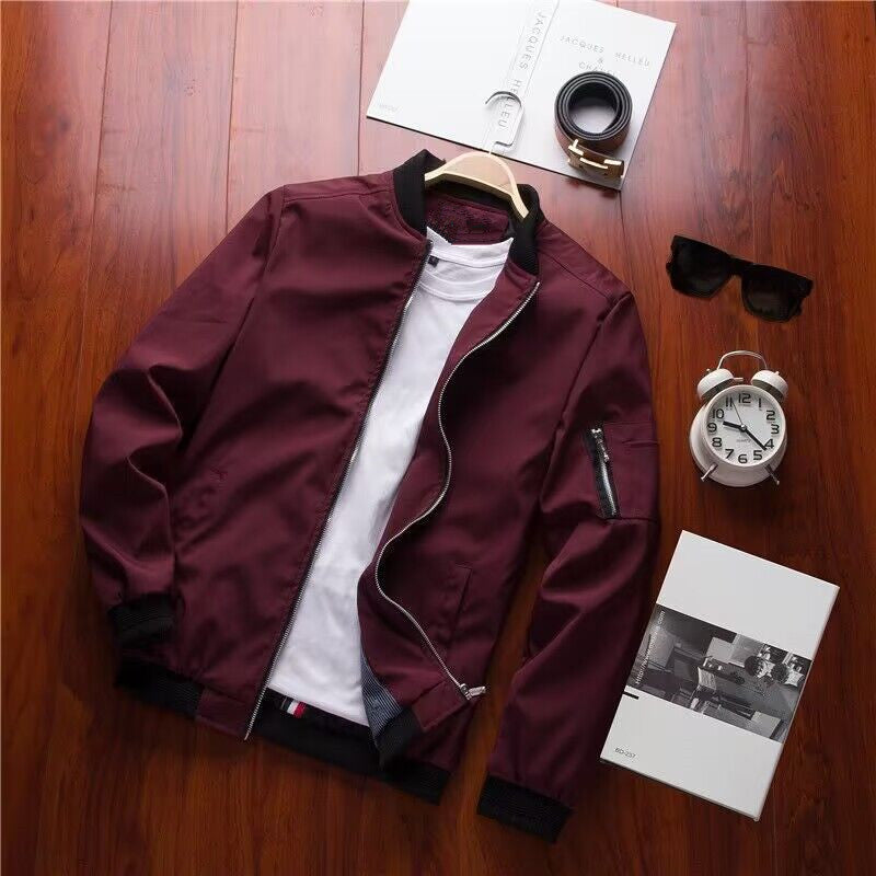 Men's modern bomber jacket with practical pockets and elastic cuffs Ivyshape