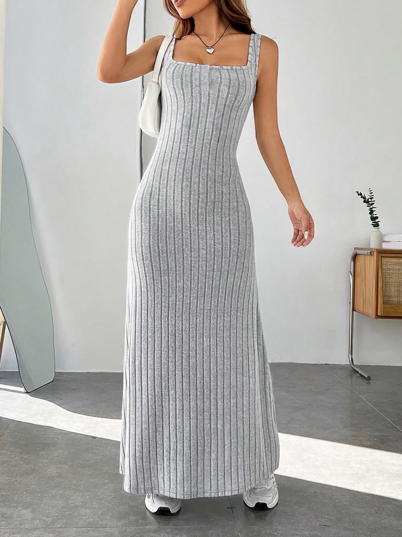 IvyShape | Casual Spaghetti Strap Style Long Dress for Women