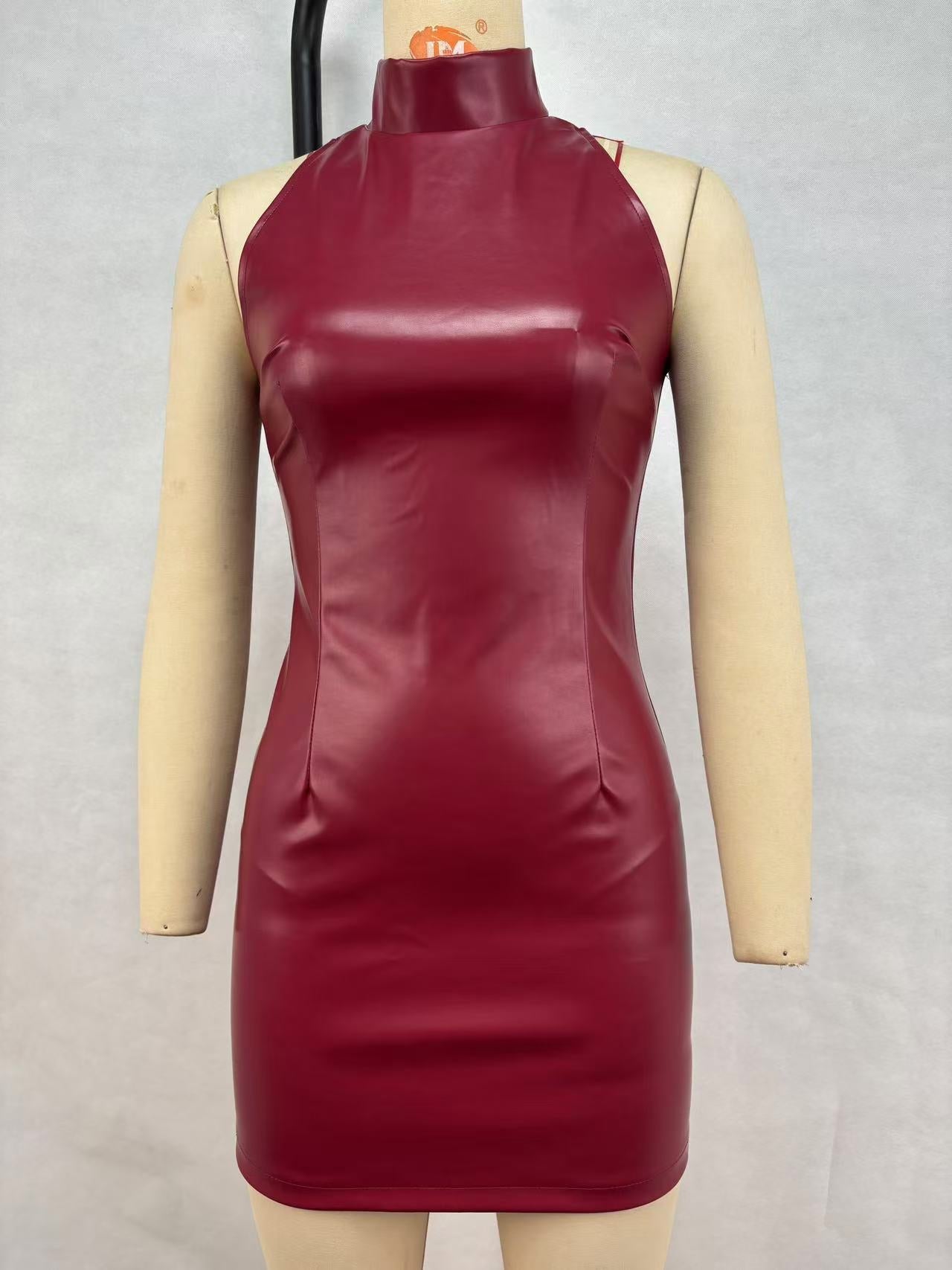 IvyShape | Slim Fit Leather Mini Skirt Dress