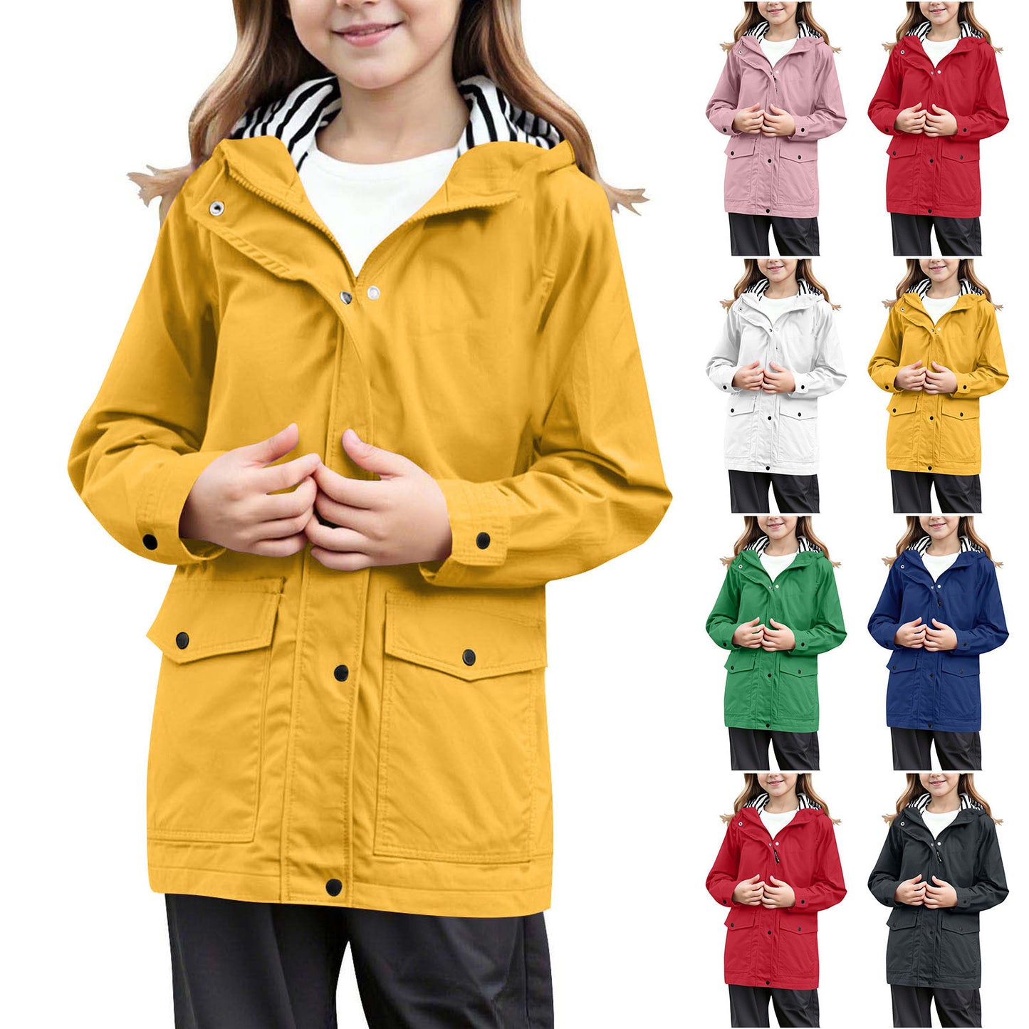 Women's jacket with practical pockets and adjustable hood collar Ivyshape